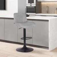 2er Set Barhocker Solon Schwarz Stoff  hellgrau 