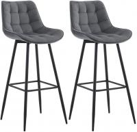 2er Set Barhocker Dartford Samt dunkelgrau 2er Set Barhocker Dartford Samt dunkelgrau