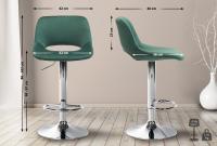 2er Set Barhocker Camden Samt chrom grün 2er Set Barhocker Camden Samt chrom grün