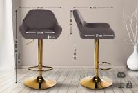 2er Set Barhocker Braga Gold Stoff dunkelgrau 2er Set Barhocker Braga Gold Stoff dunkelgrau