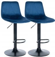 2er Set Barhocker Divo Samt Schwarz blau 2er Set Barhocker Divo Samt Schwarz blau