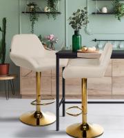 2er Set Barhocker Braga Gold Stoff creme 2er Set Barhocker Braga Gold Stoff creme