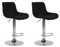 2er Set Barhocker Lentini Samt chrom schwarz 2er Set Barhocker Lentini Samt chrom schwarz