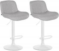 2er Set Barhocker Solon Weiß Stoff hellgrau 2er Set Barhocker Solon Weiß Stoff hellgrau