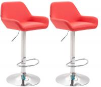 2er Set Barhocker Braga Kunstleder chrom rot 2er Set Barhocker Braga Kunstleder chrom rot