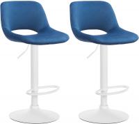 2er Set Barhocker Camden Samt weiß blau 