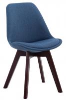 4er Set Besucherstühle Borneo V2 Walnuss Stoff  blau 