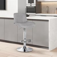 2er Set Barhocker Solon Chrom Stoff hellgrau 2er Set Barhocker Solon Chrom Stoff hellgrau
