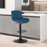 Barhocker Solon Schwarz Stoff blau Barhocker Solon Schwarz Stoff blau