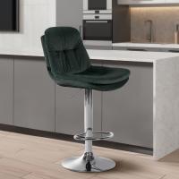 Barhocker Laurel Samt chrom dunkelgrün Barhocker Laurel Samt chrom dunkelgrün