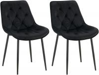 2er Set Esszimmerstuhl Wallace Samt schwarz