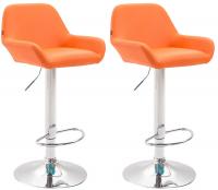 2er Set Barhocker Braga Kunstleder chrom orange 2er Set Barhocker Braga Kunstleder chrom orange