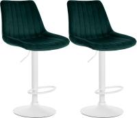 2er Set Barhocker Toni Samt weiß grün 2er Set Barhocker Toni Samt weiß grün