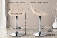 Barhocker Milet Samt chrom creme Barhocker Milet Samt chrom creme