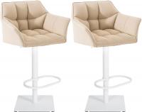 2er Set Barhocker Damaso Stoff weiß creme 2er Set Barhocker Damaso Stoff weiß creme