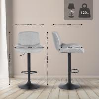 2er Set Barhocker Solon Schwarz Stoff  hellgrau 