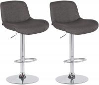 2er Set Barhocker Solon Chrom Stoff dunkelgrau 2er Set Barhocker Solon Chrom Stoff dunkelgrau