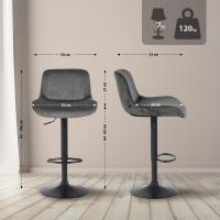 Barhocker Solon Schwarz Samt dunkelgrau Barhocker Solon Schwarz Samt dunkelgrau