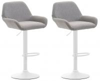 2er Set Barhocker Braga Stoff weiß grau 2er Set Barhocker Braga Stoff weiß grau