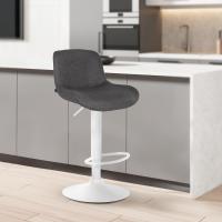 Barhocker Solon Weiß Stoff dunkelgrau Barhocker Solon Weiß Stoff dunkelgrau