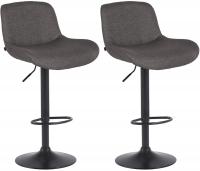 2er Set Barhocker Solon Schwarz Stoff  dunkelgrau 
