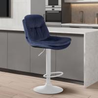 Barhocker Laurel Samt weiß blau Barhocker Laurel Samt weiß blau