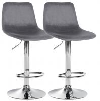 2er Set Barhocker Divo Samt Chrom dunkelgrau 2er Set Barhocker Divo Samt Chrom dunkelgrau