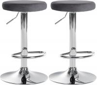 2er Set Barhocker Ponte Samt chrom dunkelgrau 2er Set Barhocker Ponte Samt chrom dunkelgrau