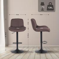 2er Set Barhocker Solon Schwarz Stoff dunkelbraun 2er Set Barhocker Solon Schwarz Stoff dunkelbraun