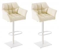2er Set Barhocker Damaso Kunstleder weiß creme 2er Set Barhocker Damaso Kunstleder weiß creme