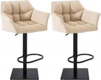 2er Set Barhocker Damaso Stoff schwarz creme 