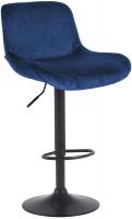 Barhocker Solon Schwarz Samt blau 