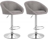 2er Set Barhocker Miami V2 Stoff chrom hellgrau 2er Set Barhocker Miami V2 Stoff chrom hellgrau