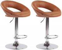 2er Set Barhocker Olinda Kunstleder chrom hellbraun 2er Set Barhocker Olinda Kunstleder chrom hellbraun
