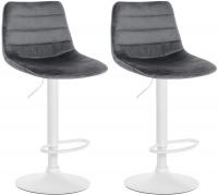 2er Set Barhocker Lex Samt Weiß dunkelgrau 2er Set Barhocker Lex Samt Weiß dunkelgrau