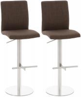 2er Set Barhocker Cadiz Stoff edelstahl braun 
