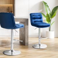 Barhocker Damar Samt chrom blau Barhocker Damar Samt chrom blau
