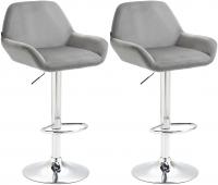 2er Set Barhocker Braga Samt chrom grau 2er Set Barhocker Braga Samt chrom grau