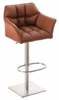 2er Set Barhocker Damaso Kunstleder edelstahl hellbraun 