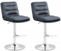 2er Set Barhocker Damar Samt chrom dunkelgrau 2er Set Barhocker Damar Samt chrom dunkelgrau
