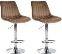 2er Set Barhocker Toni Samt chrom braun 2er Set Barhocker Toni Samt chrom braun