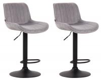 2er Set Barhocker Lentini Samt schwarz grau 2er Set Barhocker Lentini Samt schwarz grau