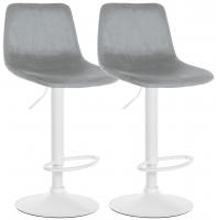 2er Set Barhocker Divo Samt Weiß grau 2er Set Barhocker Divo Samt Weiß grau