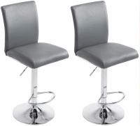 2er Set Barhocker Köln Kunstleder chrom grau 2er Set Barhocker Köln Kunstleder chrom grau