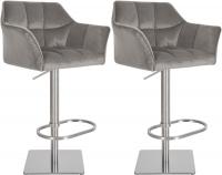 2er Set Barhocker Damaso E Samt grau 2er Set Barhocker Damaso E Samt grau