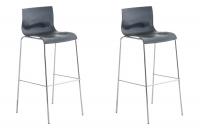 2er Set Barhocker Hoover Kunststoff 4-Fuß Gestell chrom grau 2er Set Barhocker Hoover Kunststoff 4-Fuß Gestell chrom grau
