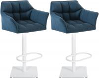 2er Set Barhocker Damaso Stoff weiß blau 2er Set Barhocker Damaso Stoff weiß blau
