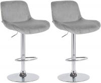 2er Set Barhocker Solon Chrom Samt  grau 