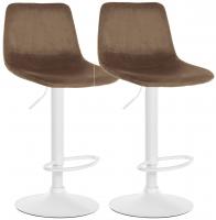 2er Set Barhocker Divo Samt Weiß braun 2er Set Barhocker Divo Samt Weiß braun
