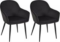 2er Set Esszimmerstuhl Boise Samt schwarz